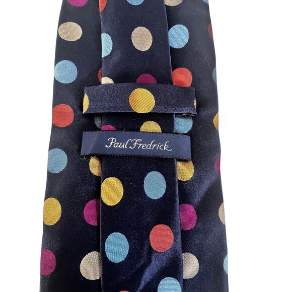 Paul Fredrick Men’s Tie colorful dot 100% silk made in Italy. - Picture 3 of 3
